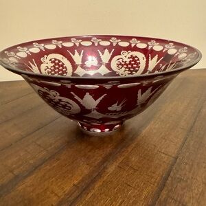 Egermann Czech Cranberry‎ Red Glass Centerpiece Bowl